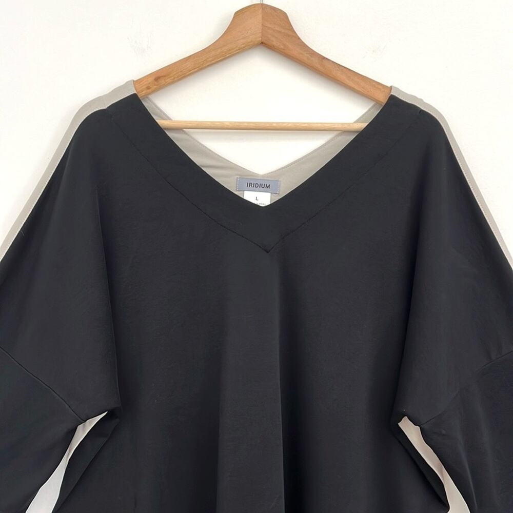 IRIDIUM Pima Cotton Colorblock Artsy Lagenlook V-Neck Relaxed Tunic Top Large - Picture 4 of 14
